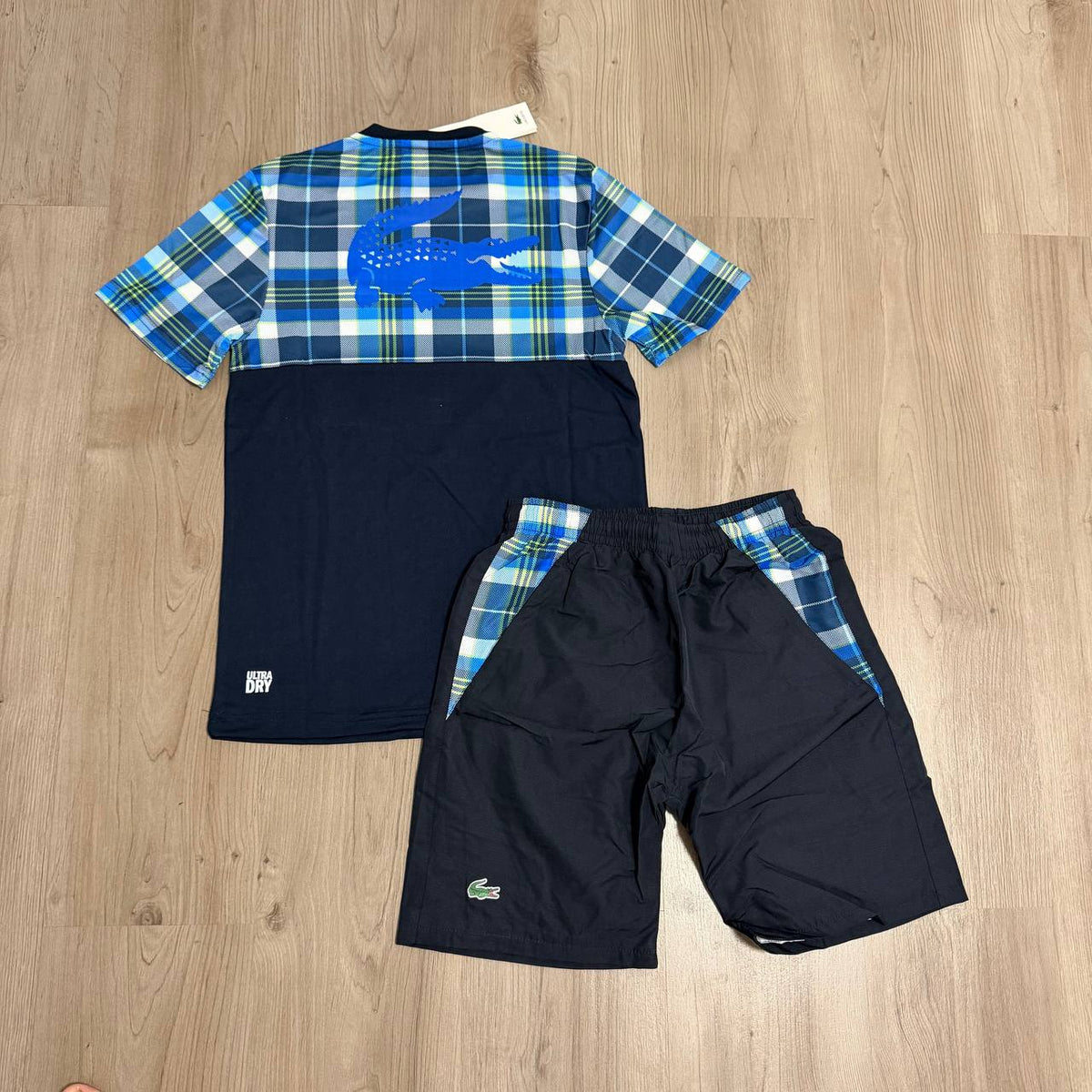 CONJUNTO CORTO LACOSTE AZUL CUADRADOS